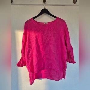 100% Linen Top Bright Pink By Bellambra Medium